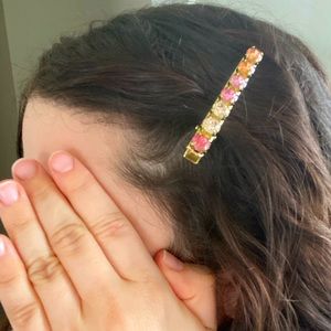 Pink and Gold Ombré Gem Stone Hair Clips. Set of 3. Never used